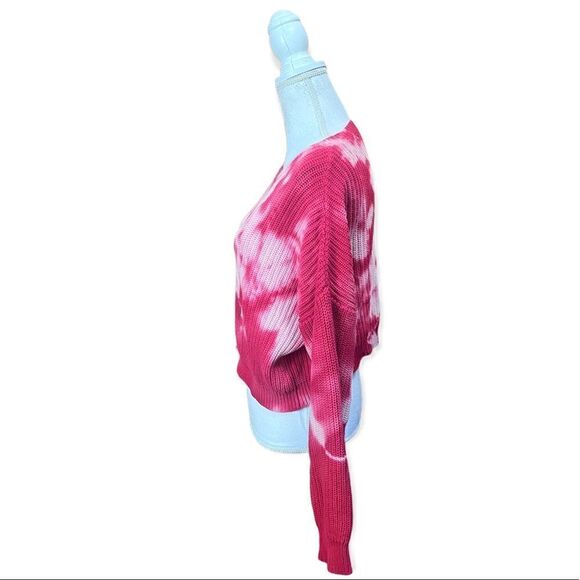 FRESHMAN PINK BLEACHED TIE DYE RIBBED KNIT COTTON OVERSIZED SWEATER SMALL - Picture 4 of 13